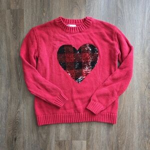 VGUC Girls Red Epic Threads Heart Sweater, Size Medium
